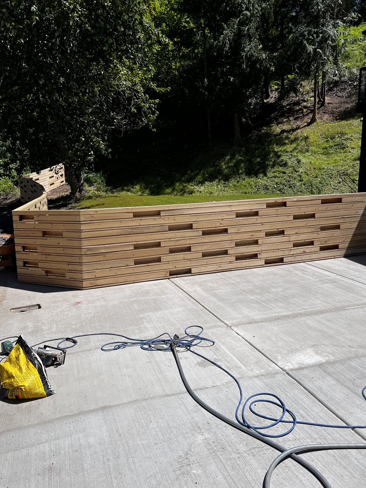 Fence and deck construction — wood privacy fence and cable-rail deck